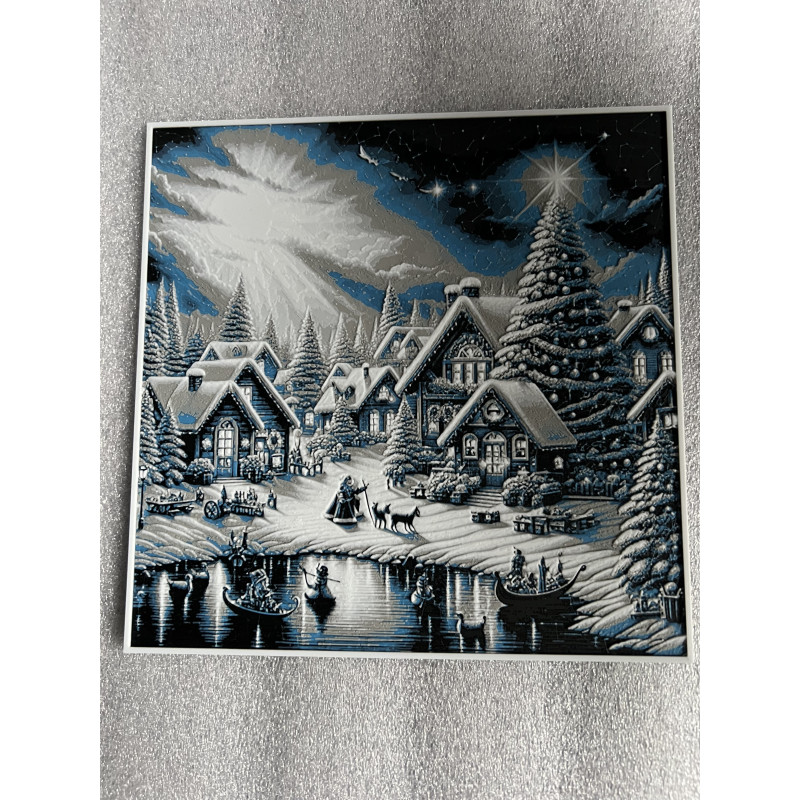 Winterliches Dorf mit See Winterliches Dorf mit See