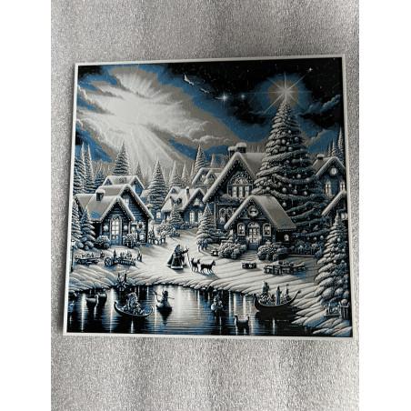 Winterliches Dorf mit See