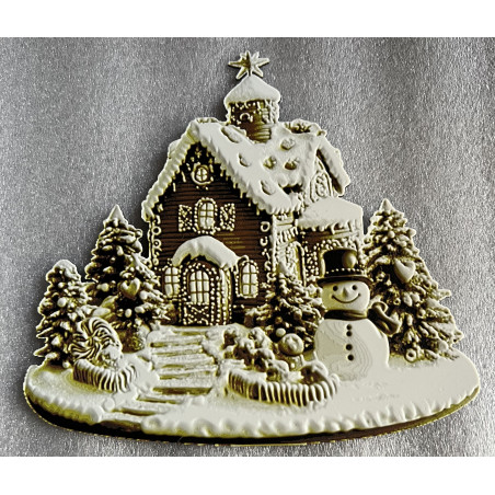 Winterzauber-Häuschen mit Schneemann – Weihnachtsdeko in 3D