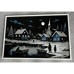 Mondnacht am Fluss – Winterliches Dorf