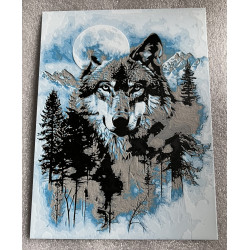 Wolf im Mondlicht – 3D-Wandbild mit Tiefenwirkung