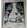 Weihnachtskrippe im Winterwald als 3D-Hueforge-Wandbild