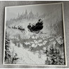 Santa über der Winterstadt – Winterliches Wandbild