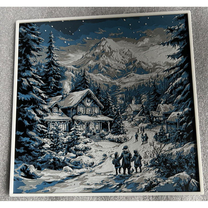 Winterspaziergang in den Bergen – 3D-Kunstwerk