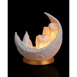 Stimmungsleuchte „Winterdorf im Mond“ – Beleuchtung durch LED-Teelicht