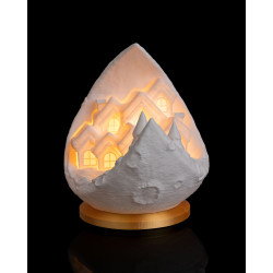 Stimmungsleuchte „Winterdorf im Mond“ – Beleuchtung durch LED-Teelicht