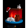 Kamin-Dekoleuchte mit schlafender Katze