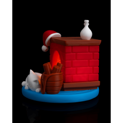 Kamin-Dekoleuchte „Schlafende Katze“ – für LED-Teelichter