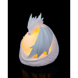 Weiße 3D Drachenlampe mit leuchtender Kugel, RGB-Licht und skulpturalem Design