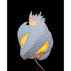Weiße 3D Drachenlampe mit leuchtender Kugel, RGB-Licht und skulpturalem Design