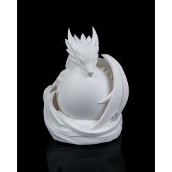 Weiße 3D Drachenlampe mit leuchtender Kugel, RGB-Licht und skulpturalem Design