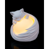 Weiße Katzenfigur als dekorative Lampe mit leuchtendem Innenraum und RGB-Beleuchtung