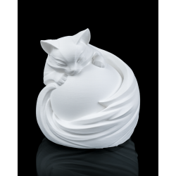 Weiße Katzenfigur als dekorative Lampe mit leuchtendem Innenraum und RGB-Beleuchtung