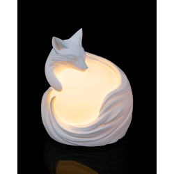 Weiße Fuchs-Deko-Tischlampe mit leuchtendem Innenbereich und USB-Kabel