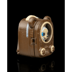3D-Schlüsselanhänger mit Katzenmotiv in braun-cremer Optik und Metall-Schlüsselring