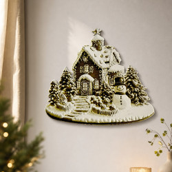 Winterzauber-Häuschen mit Schneemann – 3D Weihnachtsdeko – 3D Weihnachtsdeko