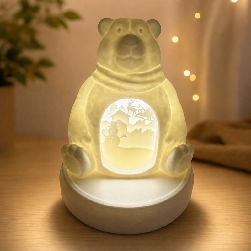 Bären-Lampe mit winterlicher Szenerie – Bären-Lampe