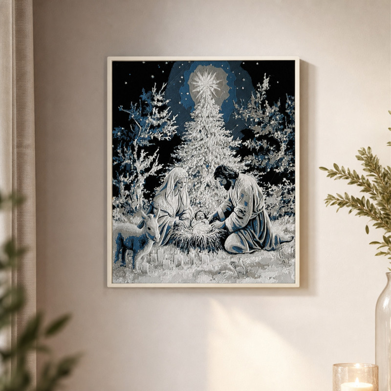 Weihnachtskrippe im Winterwald – Weihnachtskrippe
