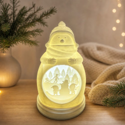 Schneemann-Lampe mit Winterlandschaft LED-Deko
