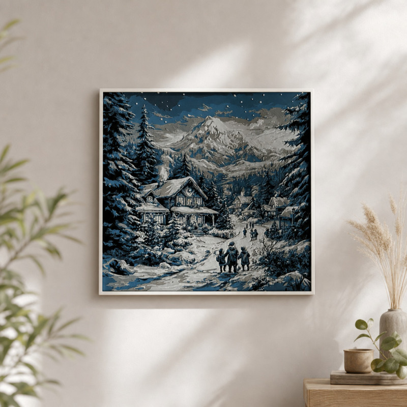 Winterspaziergang in den Bergen – 3D-Winterbild