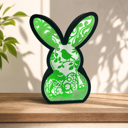 Dekolampe Hase mit filigranen Naturmotiven – LED Dekolampe Hase