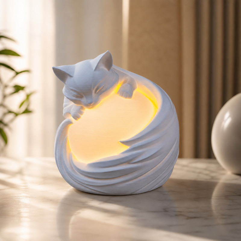 Leuchtende Katzenfigur mit RGB-LED und USB-Anschluss – Katzenfigur Leuchte