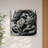 Drachenkriegerin – Asiatische Fantasy-Kunst – 3D-Wandbild mit Drachen