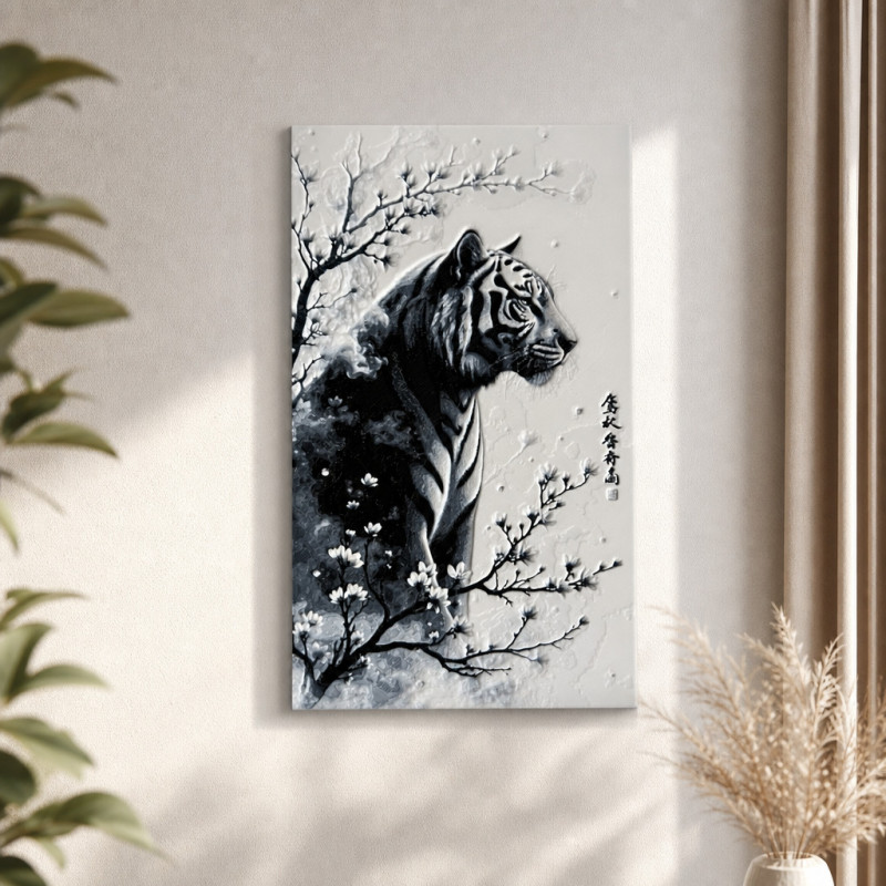 Tiger im Blütenwald – Tiger 3D-Wandbild