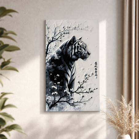 Tiger im Blütenwald – Tiger 3D-Wandbild