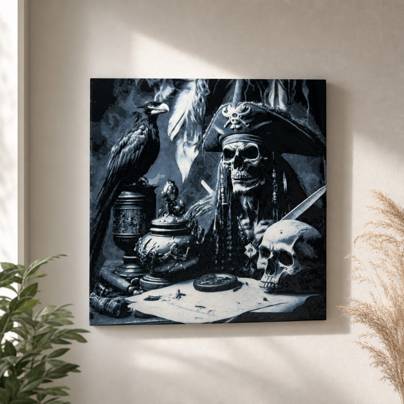 Piratenkönig der Tiefsee – 3D Wandbild mit Schädelmotiv – 3D Piraten Wandbild