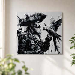 Der Admiral der Lüfte – Pirat mit Papageien in 3D – 3D Piraten Wandbild