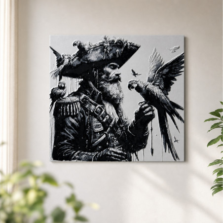Der Admiral der Lüfte – Pirat mit Papageien in 3D – 3D Piraten Wandbild