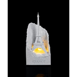 Dekorative LED-Lampe mit Eiffelturm-Motiv, strukturierter Rückwand, RGB-Beleuchtung und Schriftzug France