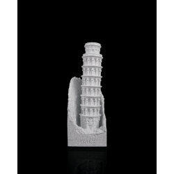 Schiefer Turm von Pisa Dekofigur mit strukturierter Sockeloptik und Italy-Gravur