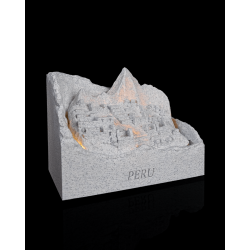 Beleuchtete PERU 3D-Relieflampe mit Berg- und Ruinenlandschaft sowie Gravur auf der Vorderseite