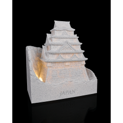 Japan Burg LED-Lampe mit reliefreicher Architektur, felsartigem Sockel und Schriftzug JAPAN