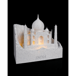 Dekorative Taj Mahal Leuchtlampe mit RGB-Beleuchtung, Minaretten und INDIA-Schriftzug