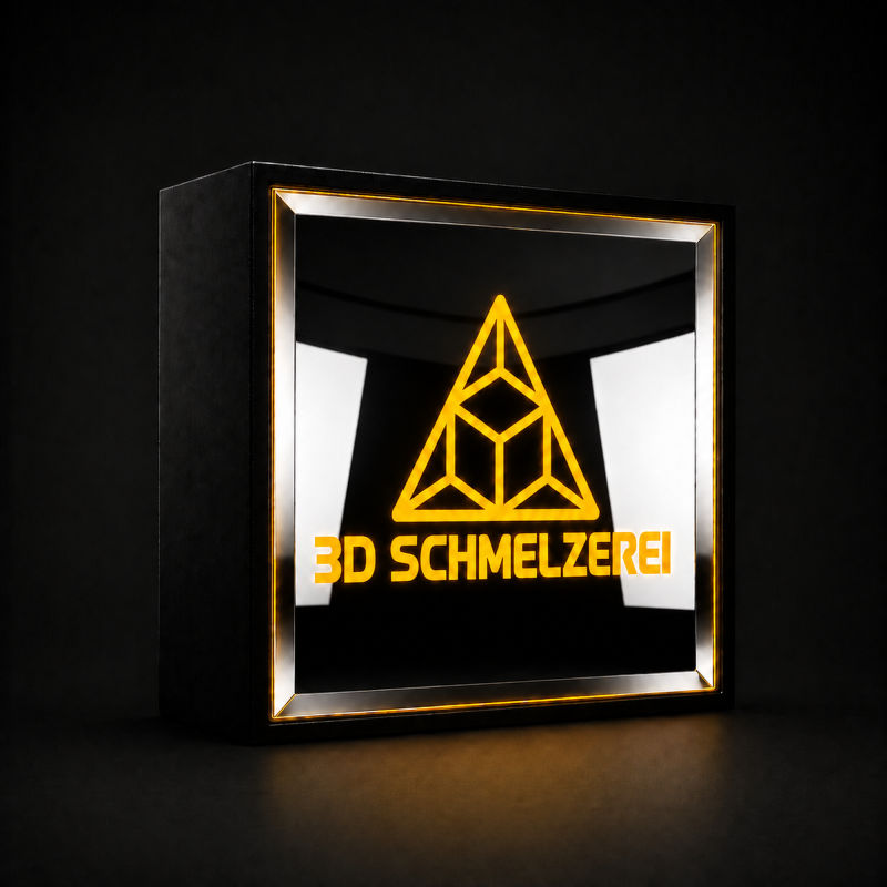 Personalisierte Spiegelbox mit leuchtendem Motiv und RGB-Beleuchtung