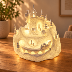 Weihnachtsdorf mit Eisenbahn als stimmungsvolle Winterdeko
