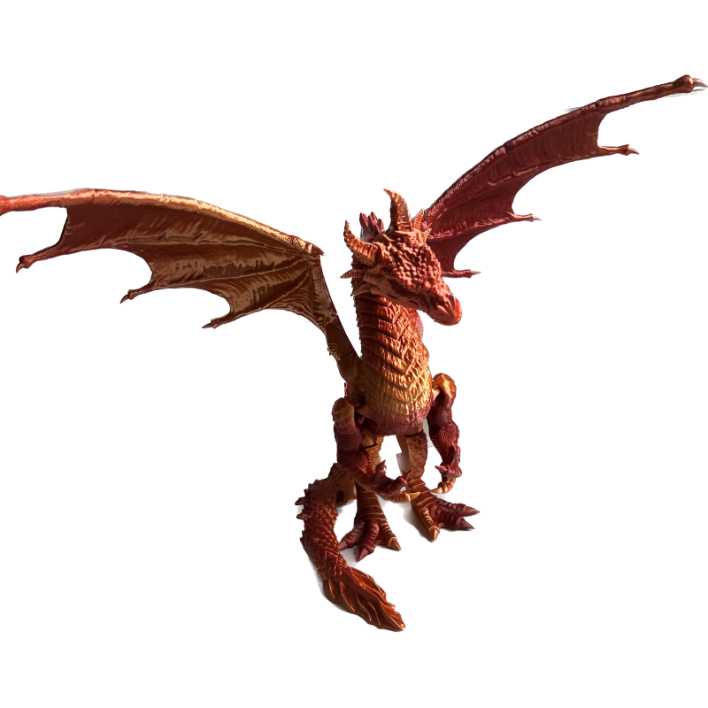 Beweglicher roter Drache mit ausgebreiteten Flügeln als Dekofigur