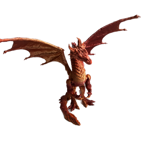 Beweglicher roter Drache mit ausgebreiteten Flügeln als Dekofigur
