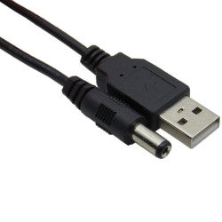 Litho USB-Anschlusskabel mit USB-A-Stecker und 5,5 x 2,1 mm Hohlstecker