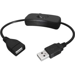 USB-Schalter mit USB-A-Stecker und USB-Buchse zum Zwischenstecken