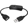 USB-Schalter mit USB-A-Stecker und USB-Buchse zum Zwischenstecken