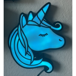 Einhornkopf Nachtlicht mit blau leuchtender RGB-LED