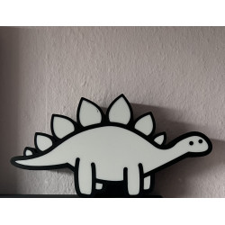 Dinosaurier-Nachtlicht mit RGB-LED in weiß-schwarzem Dino-Design