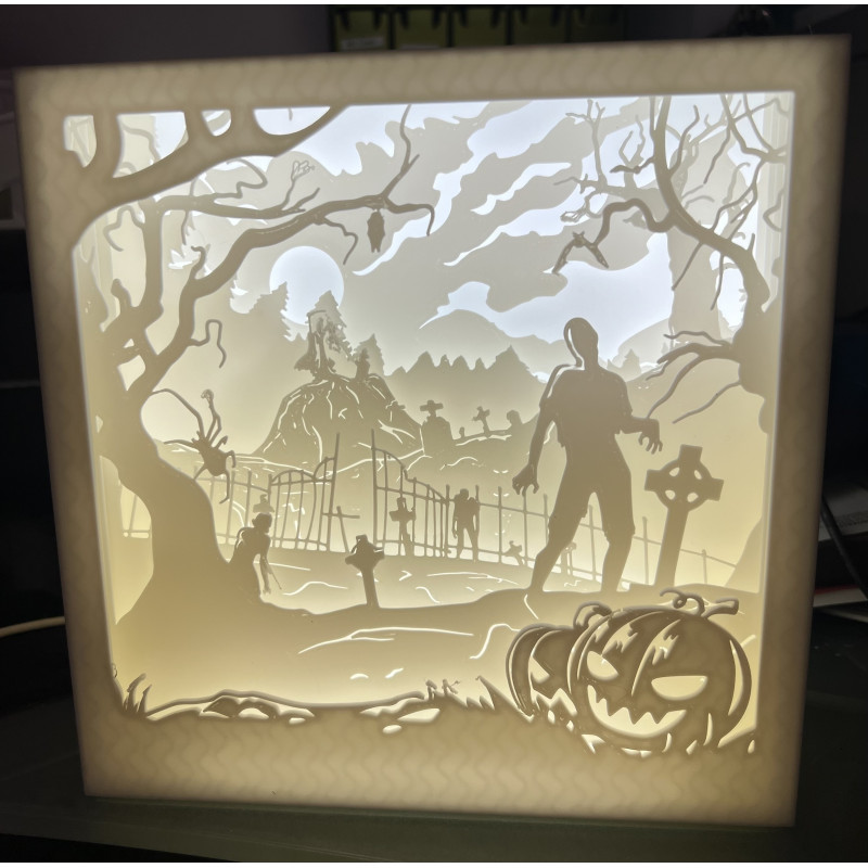 Halloween Lampe mit LED-Scherenschnitt