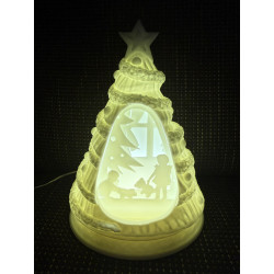 Weihnachtsbaum-Lampe mit beleuchteter Weihnachtsszene und Sternspitze