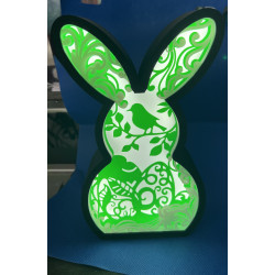 LED-Dekolampe in Hasenform mit filigranen grünen Naturmotiven