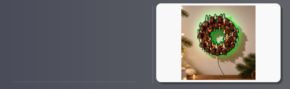 Adventskalender mit Beleuchtung und kleinen Häuschen